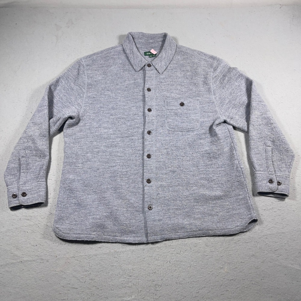 Orvis Wool Blend Button Up Shirt Jacket Mens XXL Gray Outdoor Casual Outdoor